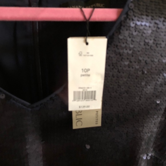 New with Tag Banana Republic 10 Petite Navy Blue Sleeveless Sequin Dress - Picture 4 of 8
